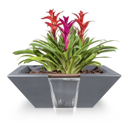 The Outdoor Plus 30 Square Maya Planter & Water Bowl - GFRC Concrete - Gray - OPT-30SPW-GRY